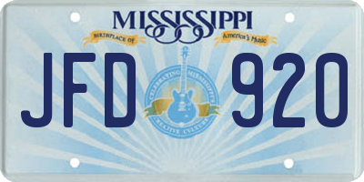 MS license plate JFD920