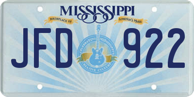 MS license plate JFD922