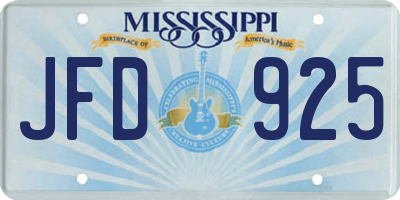 MS license plate JFD925