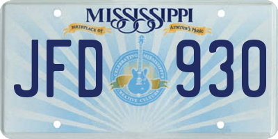 MS license plate JFD930