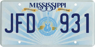 MS license plate JFD931