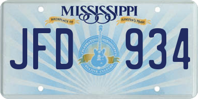 MS license plate JFD934