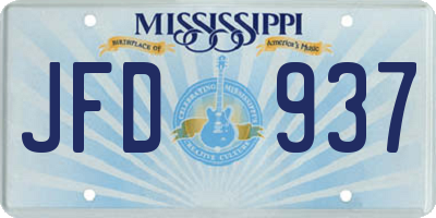 MS license plate JFD937