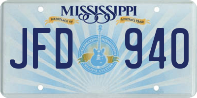 MS license plate JFD940