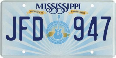 MS license plate JFD947