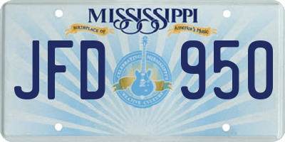 MS license plate JFD950