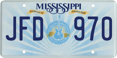 MS license plate JFD970