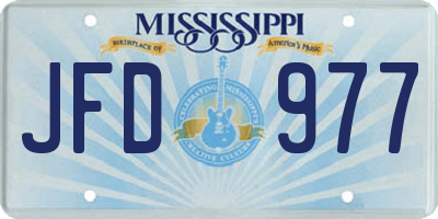 MS license plate JFD977