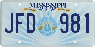 MS license plate JFD981
