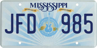 MS license plate JFD985