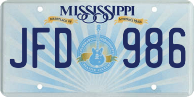 MS license plate JFD986