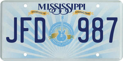 MS license plate JFD987