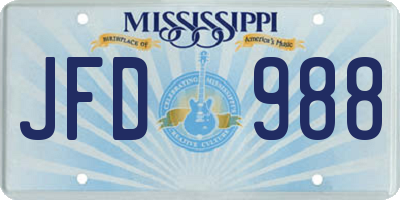 MS license plate JFD988