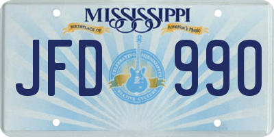 MS license plate JFD990