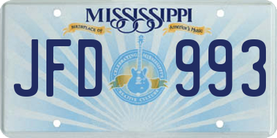 MS license plate JFD993