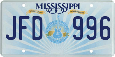 MS license plate JFD996