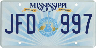 MS license plate JFD997