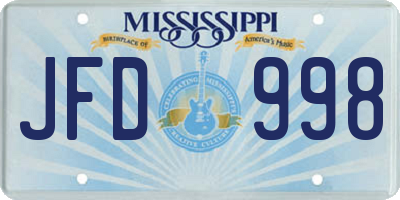 MS license plate JFD998