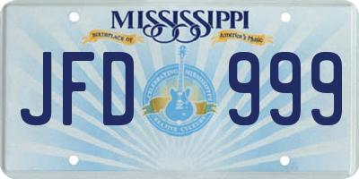 MS license plate JFD999