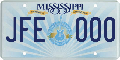 MS license plate JFE000