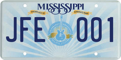MS license plate JFE001