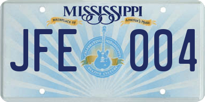 MS license plate JFE004