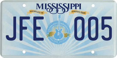 MS license plate JFE005