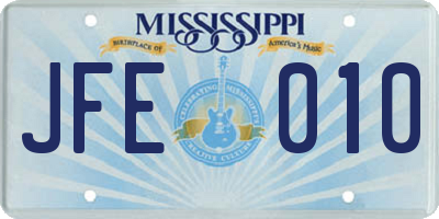 MS license plate JFE010