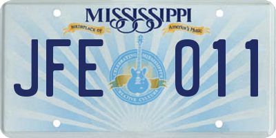 MS license plate JFE011