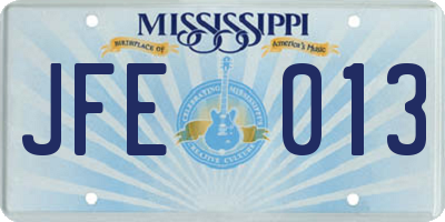 MS license plate JFE013