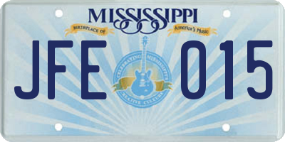 MS license plate JFE015