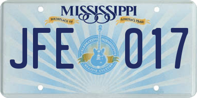 MS license plate JFE017