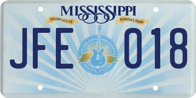 MS license plate JFE018