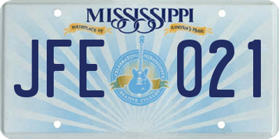 MS license plate JFE021
