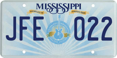 MS license plate JFE022