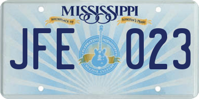 MS license plate JFE023
