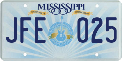 MS license plate JFE025