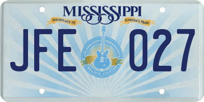 MS license plate JFE027