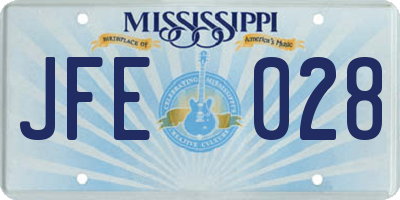 MS license plate JFE028