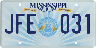 MS license plate JFE031