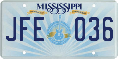 MS license plate JFE036