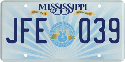 MS license plate JFE039