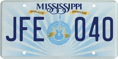 MS license plate JFE040