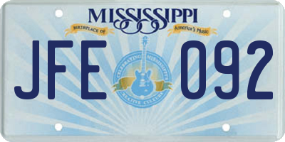 MS license plate JFE092
