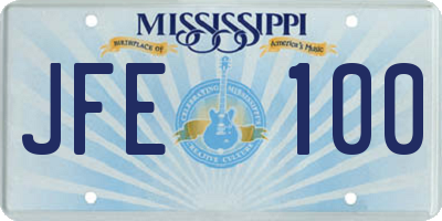 MS license plate JFE100