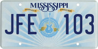 MS license plate JFE103
