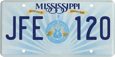 MS license plate JFE120