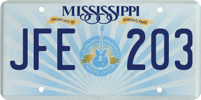 MS license plate JFE203