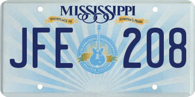 MS license plate JFE208