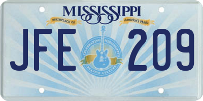 MS license plate JFE209